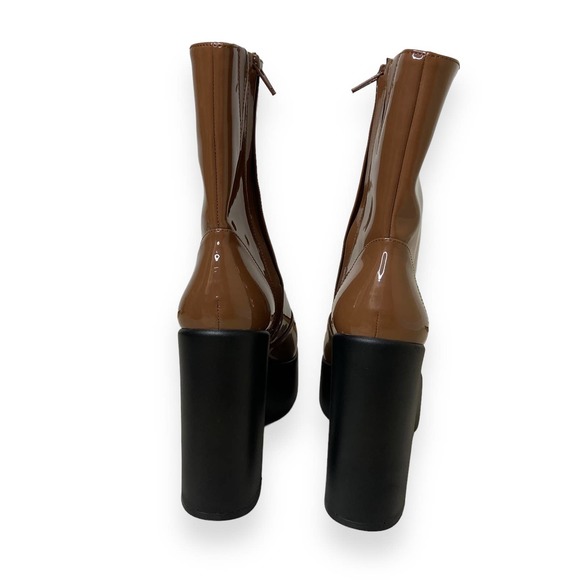 GB Levi-Tate  Brown Patent Platform Mid Boots - Picture 7 of 13